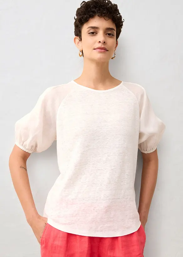 Leinen-Shirt mit Ballonärmeln, bonprix