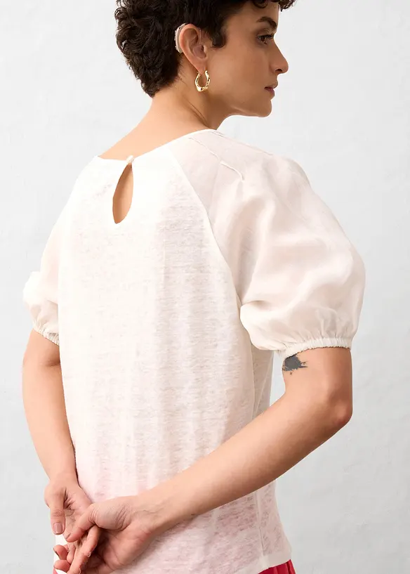 Leinen-Shirt mit Ballonärmeln, bonprix