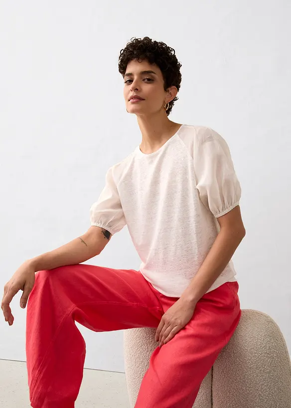 Leinen-Shirt mit Ballonärmeln, bonprix
