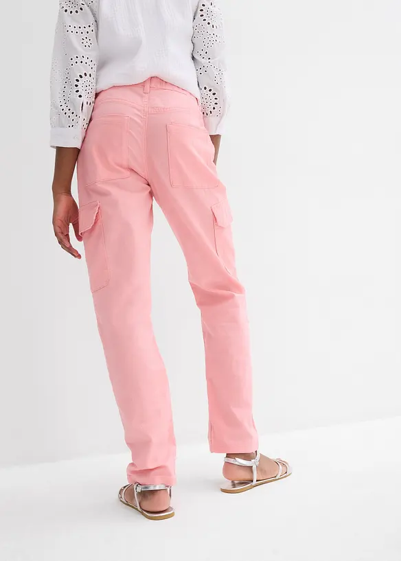 Pantalon cargo large en twill, taille mi-haute, bonprix
