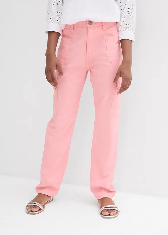 Pantalon cargo large en twill, taille mi-haute, bonprix