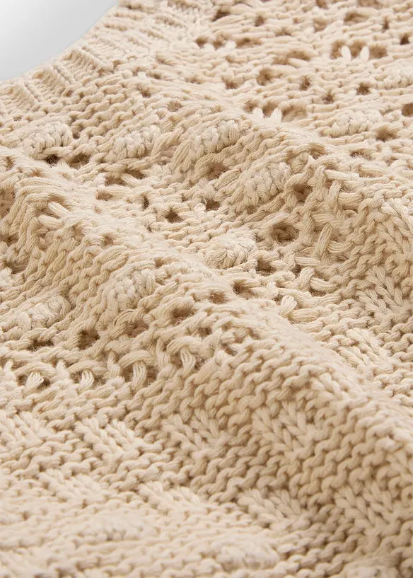Ajour-Pullover mit Leinenanteil, bonprix