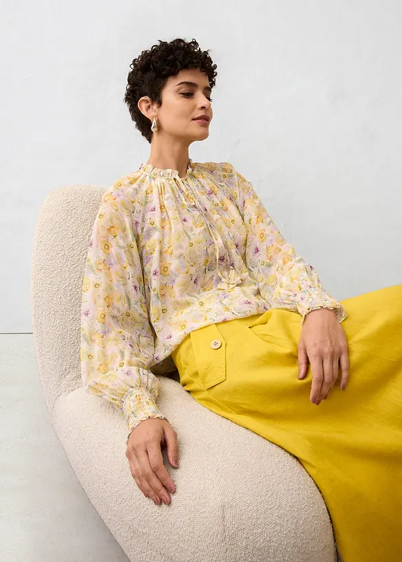 Tunique avec soie et imprimé floral délicat, bonprix