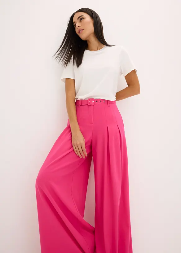 Pantalon à pinces avec ceinture (ens. 2 pces), bonprix