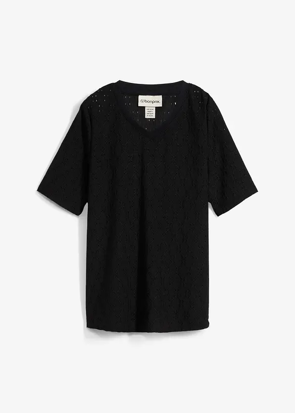 T-shirt en crêpe avec broderies anglaises, bonprix