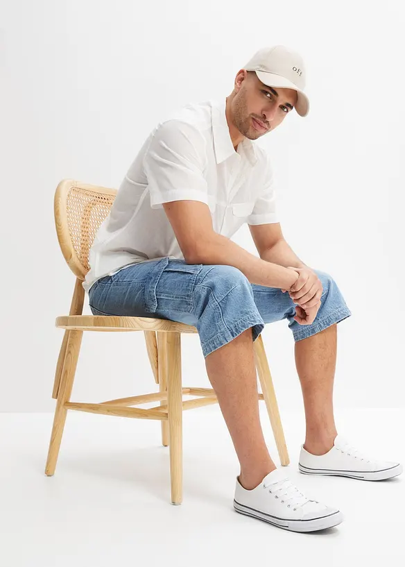 Regular Fit 3/4 Stretch-Cargojeans, Straight, bonprix