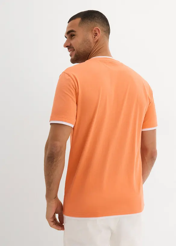 Lot de 2 t-shirts col tunisien 100 % coton, bonprix