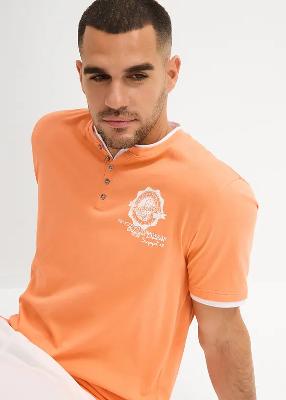 Lot de 2 t-shirts col tunisien 100 % coton, bonprix