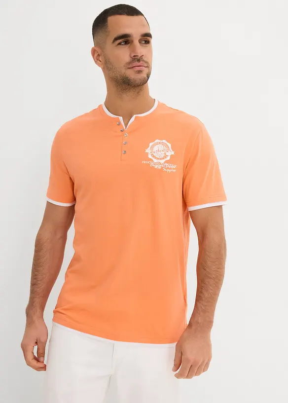 Lot de 2 t-shirts col tunisien 100 % coton, bonprix