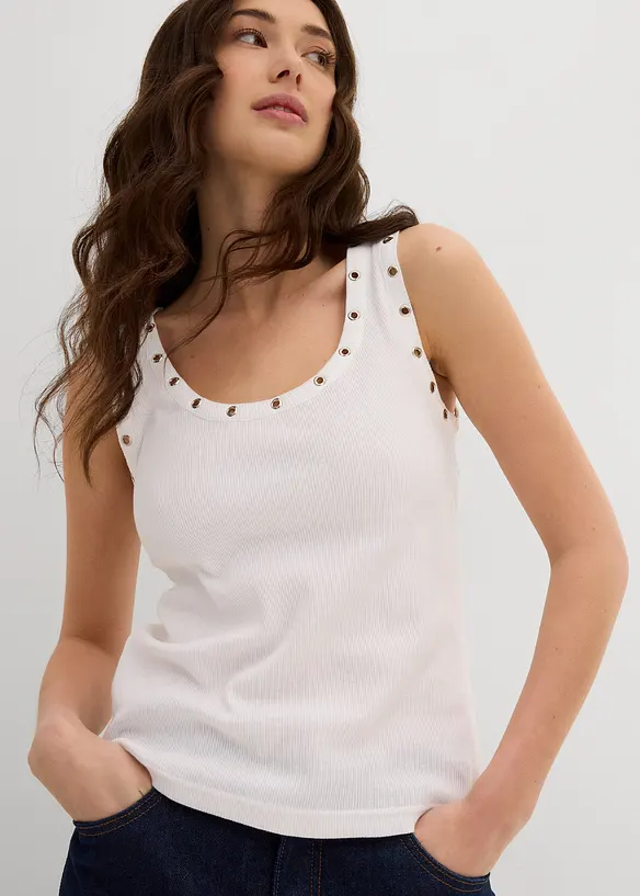 Lot de 2 tops côtelés 100% coton, bonprix
