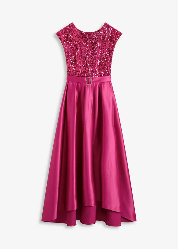 Maxikleid aus glänzendem Satin mit Spitze, bonprix