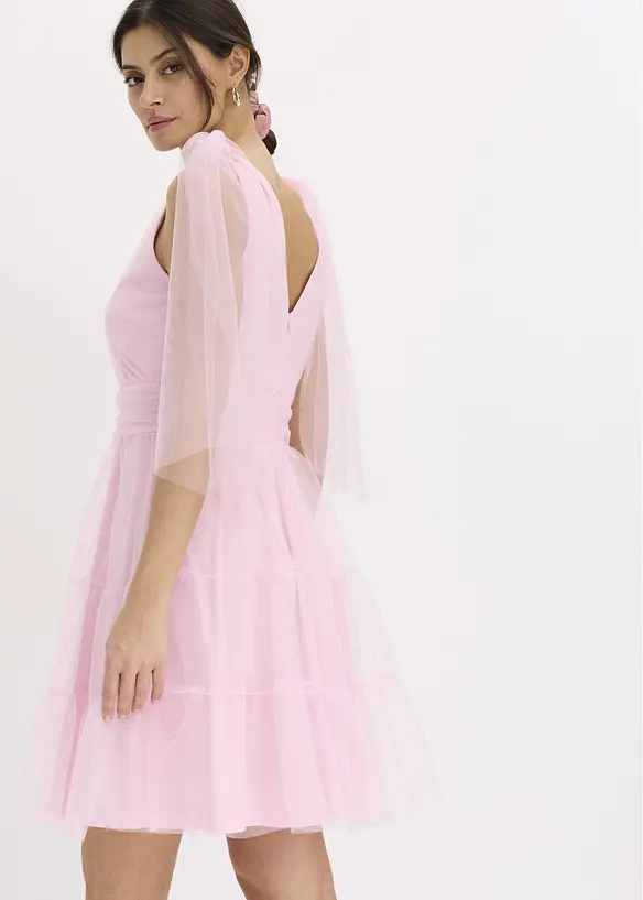 Robe courte avec tulle et nœuds, bonprix