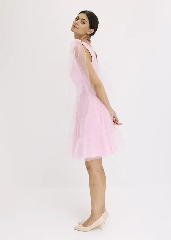 Robe courte avec tulle et nœuds, bonprix