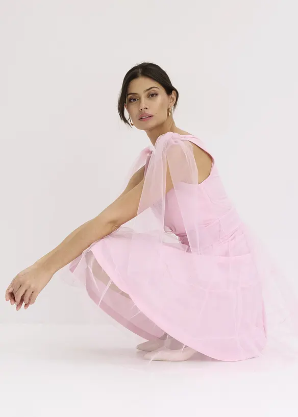 Robe courte avec tulle et nœuds, bonprix