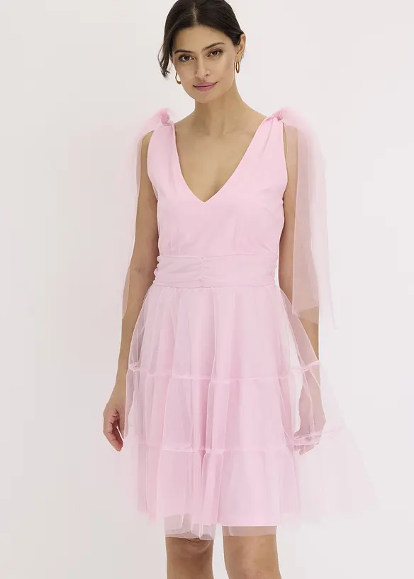Robe courte avec tulle et nœuds, bonprix