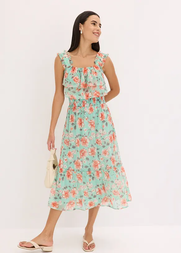 Robe imprimée col Bardot, bonprix