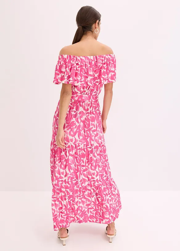 Robe midi col Bardot en viscose extensible, bonprix