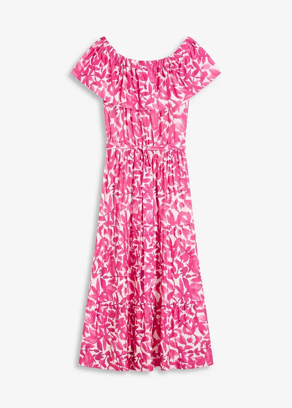 Robe midi col Bardot en viscose extensible, bonprix