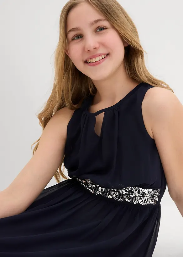 Robe en crêpe à sequins, bonprix