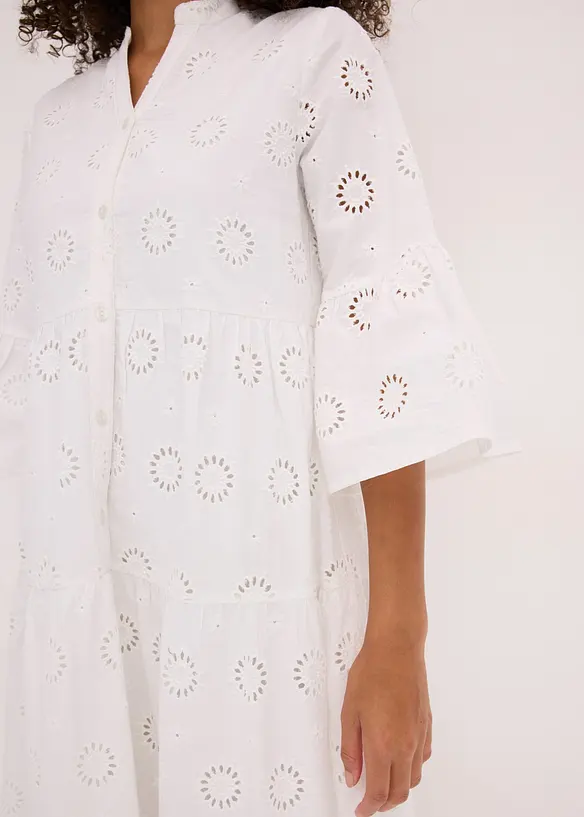 Maxikleid aus reiner Baumwolle mit Lochstickerei, bonprix