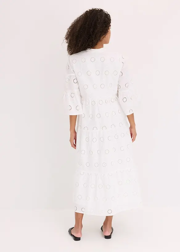 Maxikleid aus reiner Baumwolle mit Lochstickerei, bonprix