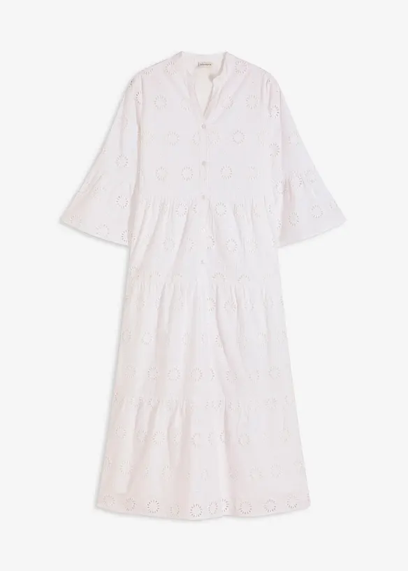 Maxikleid aus reiner Baumwolle mit Lochstickerei, bonprix