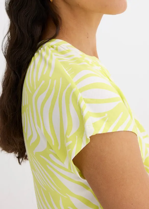 T-shirt col tunisien en viscose mélangée, bonprix