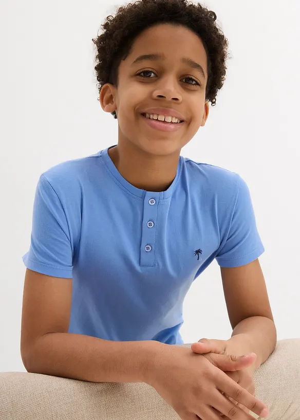 Kurz&auml;rmeliges Henleyshirt (2er Pack) aus Bio Baumwolle, bonprix