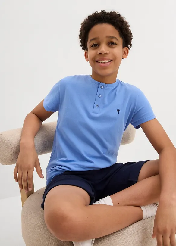 Kurz&auml;rmeliges Henleyshirt (2er Pack) aus Bio Baumwolle, bonprix