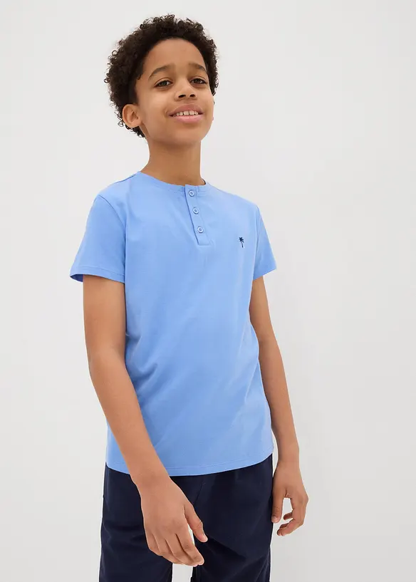 Kurz&auml;rmeliges Henleyshirt (2er Pack) aus Bio Baumwolle, bonprix