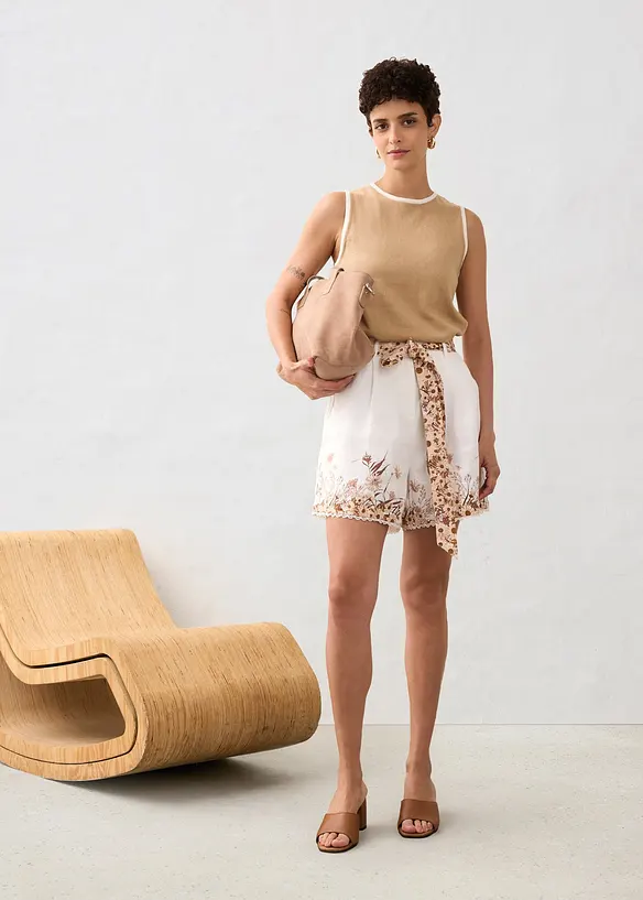 Shorts aus reinem Leinen mit floralem Druck, bonprix