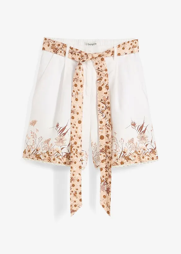 Shorts aus reinem Leinen mit floralem Druck, bonprix