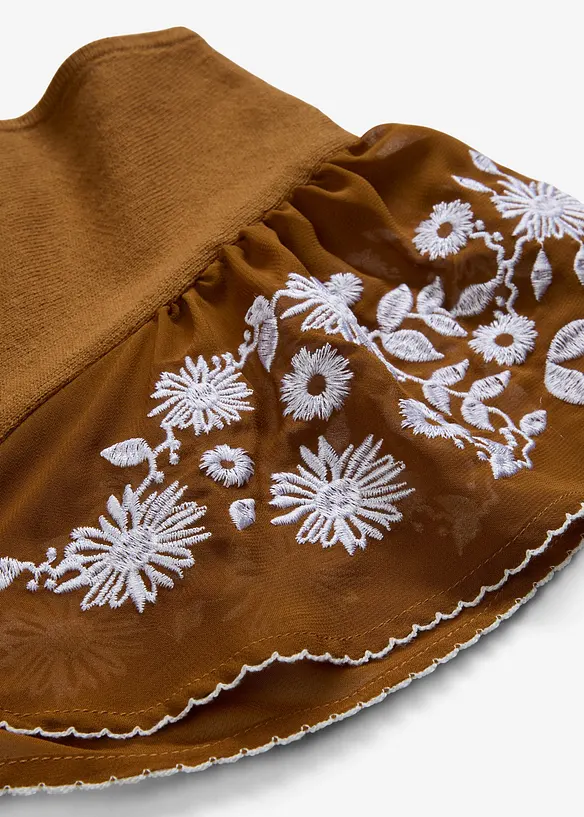 Stricktop mit Seidenanteil und Chiffonärmeln, bonprix