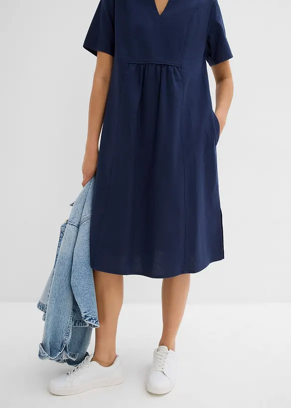 Robe-tunique &agrave; poches en lin et coton, bonprix