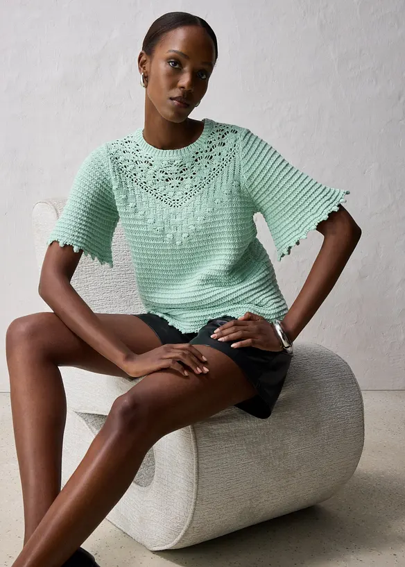 Pull ajouré avec lin, bonprix