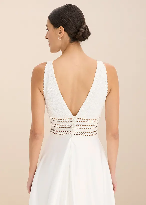 Robe de mariée en satin brillant et dentelle, bonprix