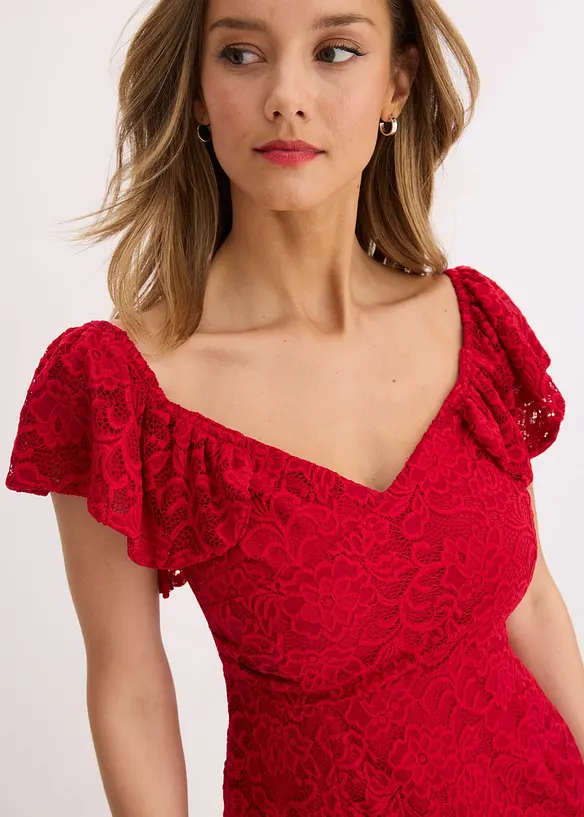 Spitzenkleid mit drapierten Ärmel, bonprix
