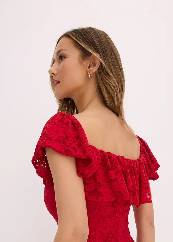 Spitzenkleid mit drapierten Ärmel, bonprix