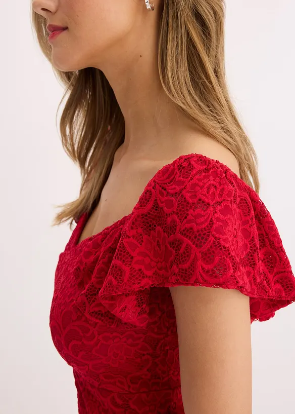 Spitzenkleid mit drapierten Ärmel, bonprix