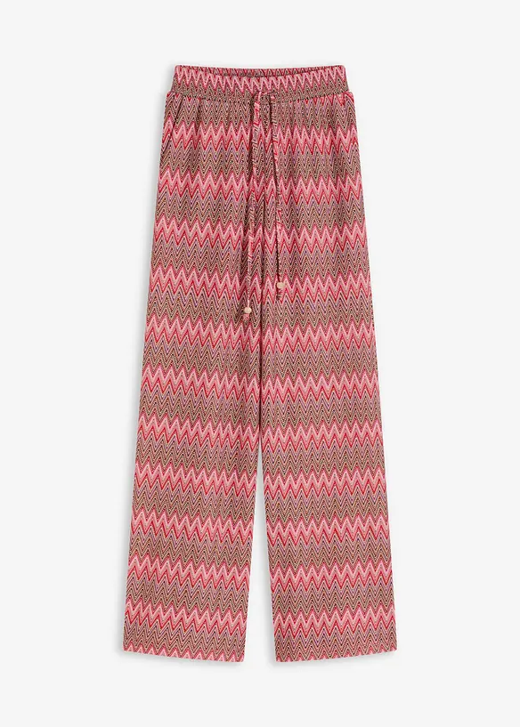 Pantalon large en jersey aspect crochet, bonprix