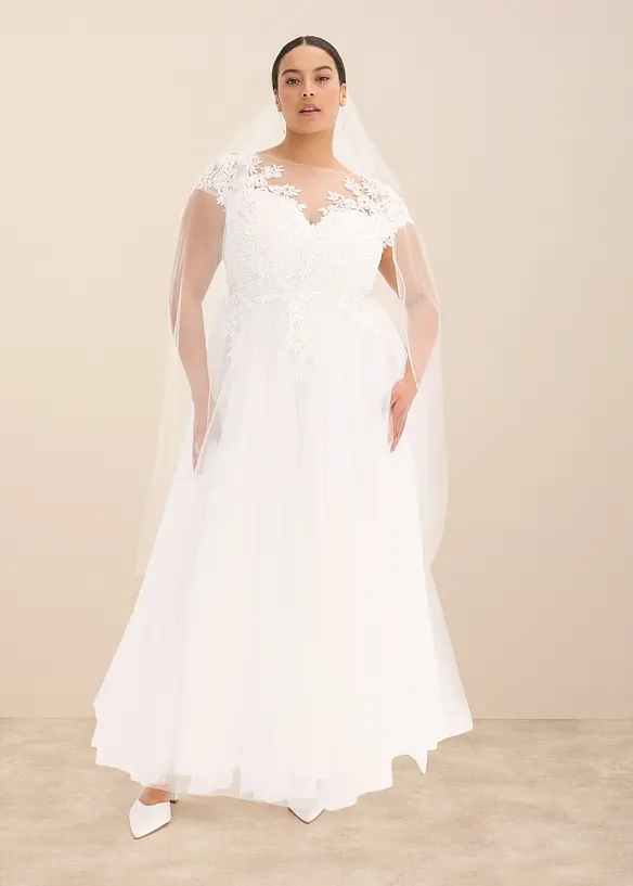 Brautkleid aus zartem T&uuml;ll mit Spitze, bonprix