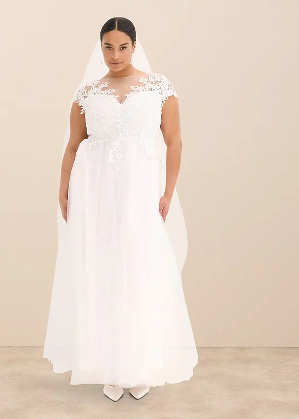 Brautkleid aus zartem T&uuml;ll mit Spitze, bonprix