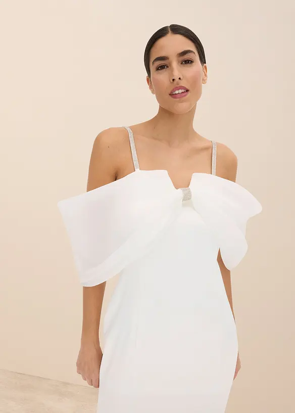Brautkleid aus glänzendem Satin mit Strasssteinenverzierungen, bonprix