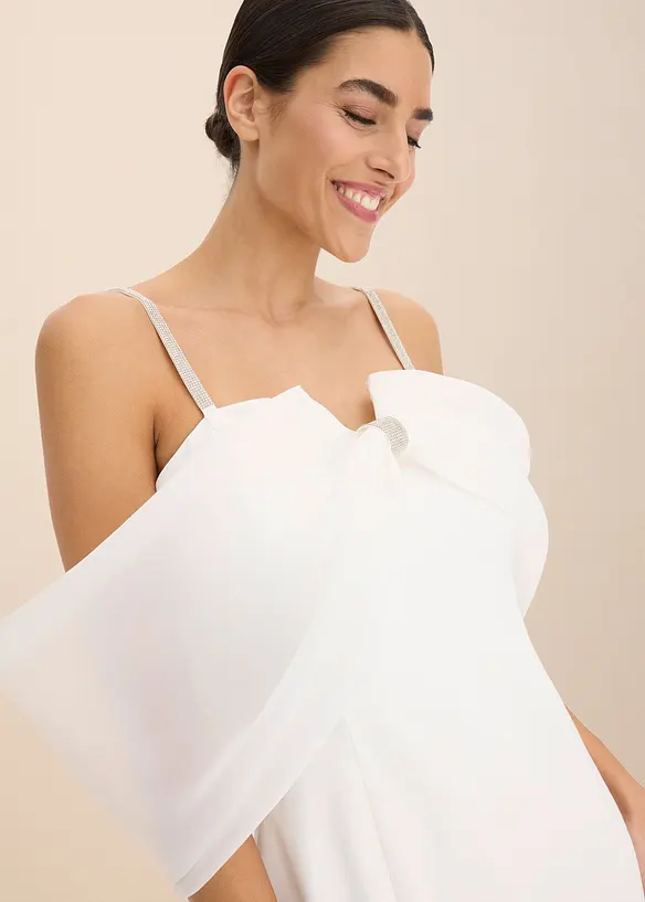 Brautkleid aus glänzendem Satin mit Strasssteinenverzierungen, bonprix