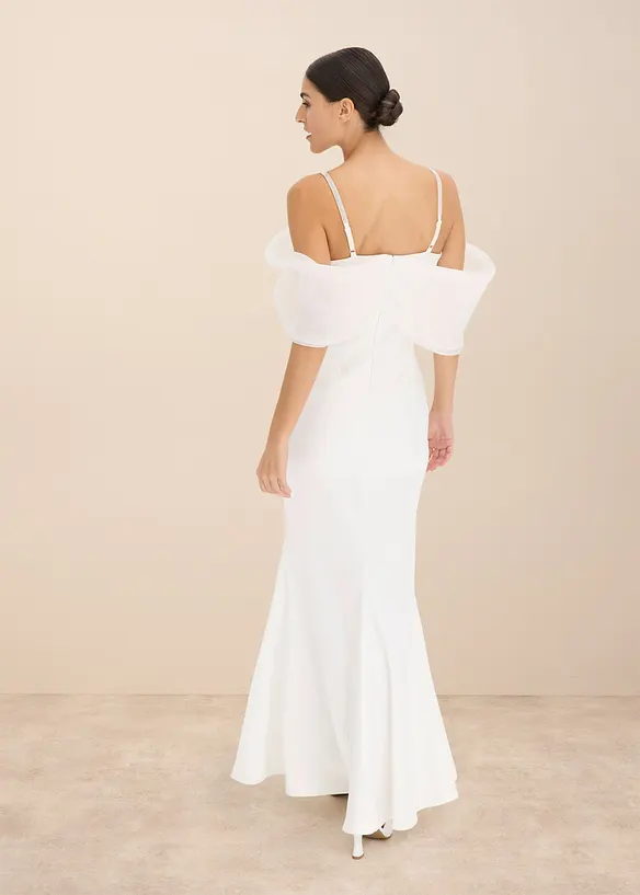 Brautkleid aus glänzendem Satin mit Strasssteinenverzierungen, bonprix
