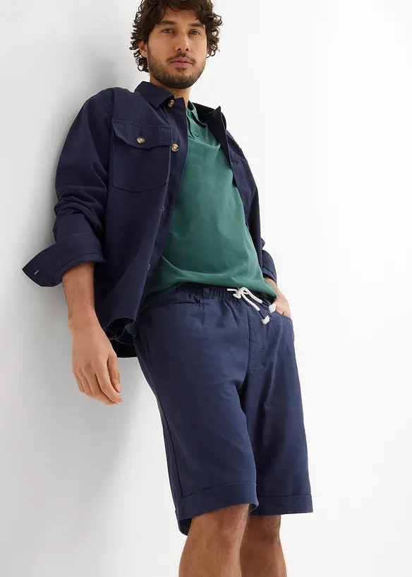 Bermuda à taille élastiquée en lin mélangé, Regular, bonprix