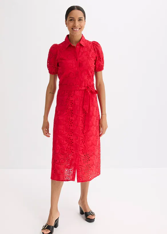 Robe chemise en broderie anglaise, 100% coton, bonprix