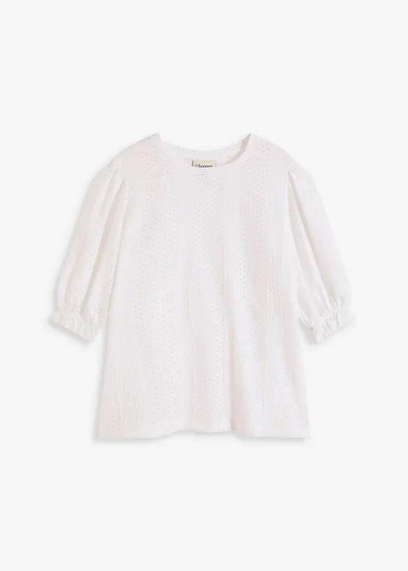 T-shirt en broderie anglaise avec volants, bonprix