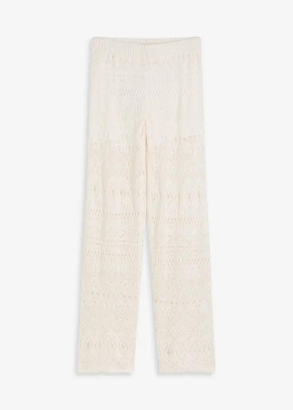 Pantalon en maille ajourée à taille élastiquée, bonprix