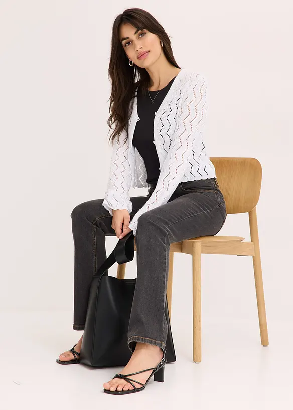 Gilet en maille aspect crochet, bonprix